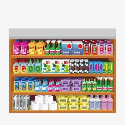 超市货架免抠PNG素材 便捷高效的日用品设计资源